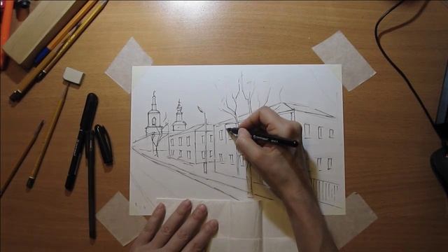 Видеоурок "Городской пейзаж.Графика"ИЗО, 6 класс смотреть онлайн