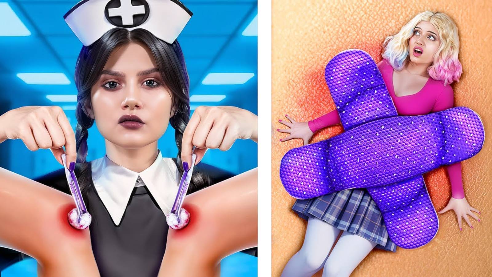 Больница Уэнсдей Аддамс! Хороший доктор vs Плохой доктор! Хаки в больнице смотреть онлайн