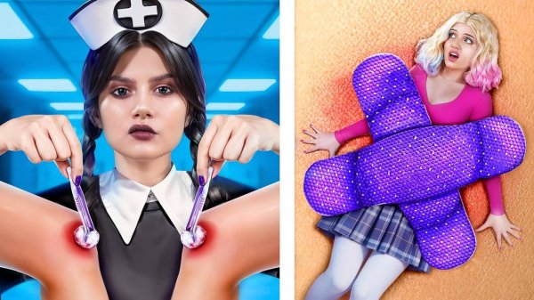 Больница Уэнсдей Аддамс! Хороший доктор vs Плохой доктор! Хаки в больнице