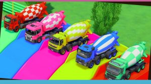 Мультики про машинки бетономешалка для детей. Транспортировка машин на грузовике. Смотреть мультики.