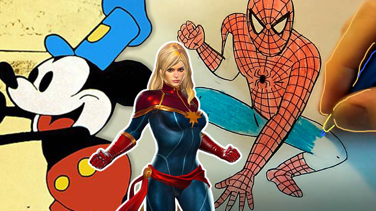 Сборник уроков по рисованию. Человек-Паук. Микки Маус. Капитан Марвел