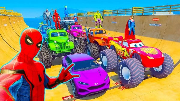 Мультики про машинки - Человек-паук и супергерои - Супер гонки на машинах - Гонки на машинах.