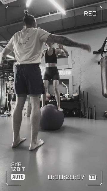 Челлендж с булавами на фитболе