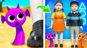 Игра в Кальмара 2 с Icredibox Sprunki! Кукла из Игры в Кальмара vs Дюрпл, Бруд, Орен и Саймон!