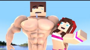 Сонный качок Стив в Майнкрафте, мультфильм