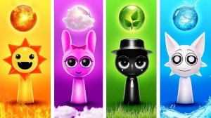 Инкредибокс Спрунки 4 СТИХИИ! Огонь vs Вода vs Земля vs Воздух! Один Цвет Челлендж!