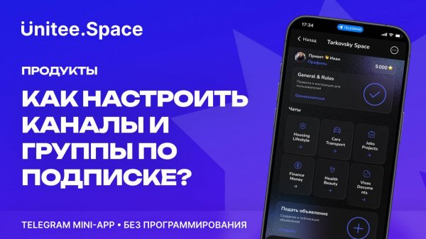 Урок "Продукты: Каналы и группы по подписке" | Конструктор Mini Apps Телеграм - Unitee Space