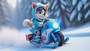 Щенячий патруль, Скай, Маршал, Эверест, Гончик, Крепышь и Роки катаются на Мотоциклах