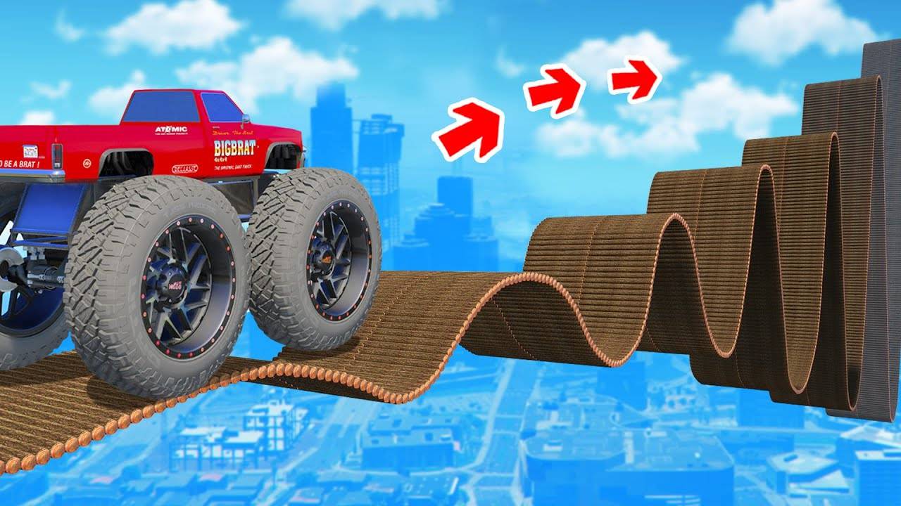 Сможет ли монстр трак проехать по мосту из бревен в гта 5 ? - эксперимент в gta 5 смотреть онлайн