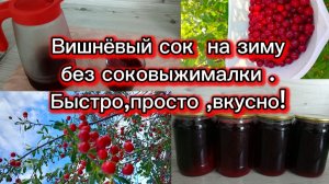 29-07-2025Вишнёвый сок на зиму  без соковыжималки.Быстро ,просто ,вкусно!