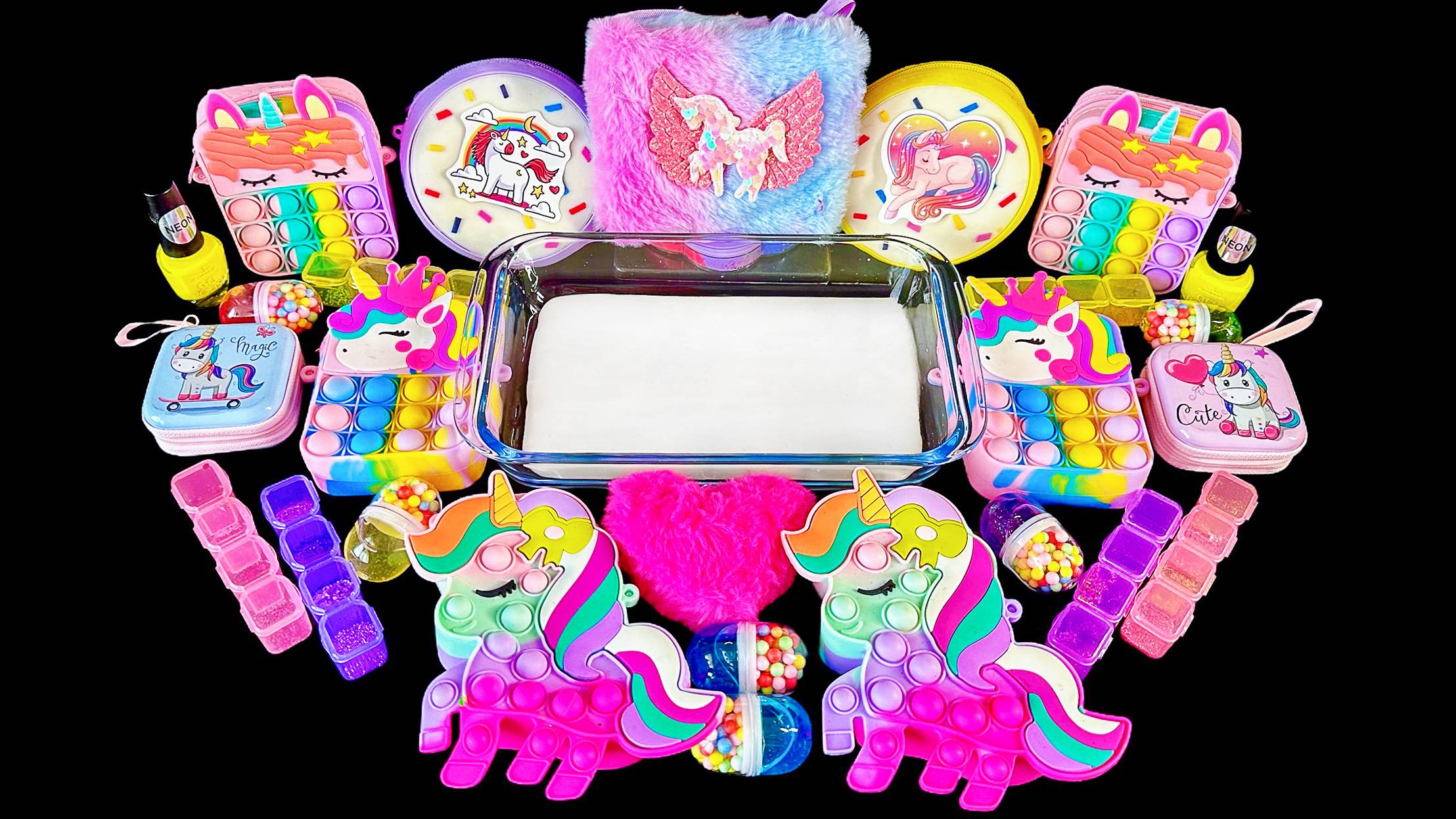 ✨Единороги тоже любят ДОНАТСЫ🌈💛 Слайм с косметикой и морем блесток!