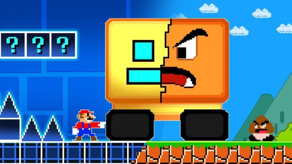 ВСЁ, ЧТО КОСНЕТСЯ МАРИО, СТАНОВИТСЯ GEOMETRY DASH! 🤯 [ИГРА ПЕРЕВЕРНУЛАСЬ!]