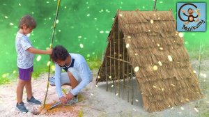 Манкиту строят домик на дикой природе.