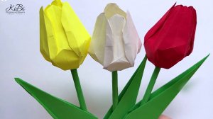 Красивый тюльпан из бумаги  | Оригами цветок своими руками | DIY