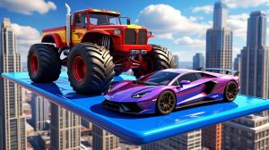 Мультики про машинки. Супер герой катается на разных машинках.