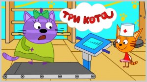 Три Кота Фитнес худеем с Горчицой и Карамелькой делаем прививки против Кошачьего Гриппа