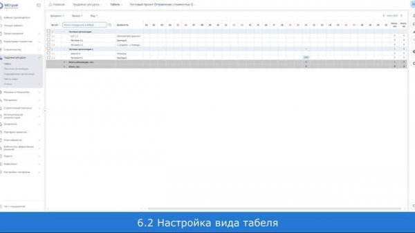 Табель (6. Описание табеля)