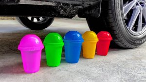 Машина давит предметы колесом! Давим стаканчики! Эксперименты! Залипалка ASMR