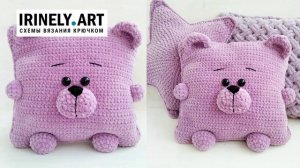 Схема Подушка Мишка крючком. Амигуруми схемы и описания. Автор: @ekko_knits