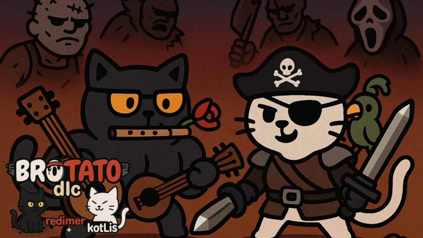 16 Серия. Brotato (abyssal terrors) c модами вдвоём - совместное прохождение 5 угрозы на одном PC HD