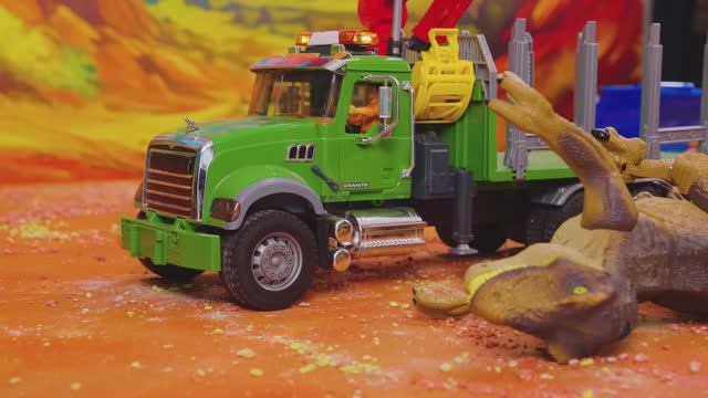 Обвал в пещере! Экскаватор спасает яйцо динозавра 🌋 Видео для малышей смотреть онлайн