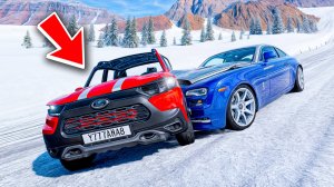 С ВЕРШИНЫ ГОРЫ ВНИЗ БЕЗ ТОРМОЗОВ ПО ЗИМНЕЙ ЛЕДЯНОЙ ТРАССЕ В BEAMNG DRIVE!