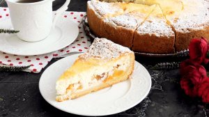 Нежнейший творожник с персиками на песочном тесте
