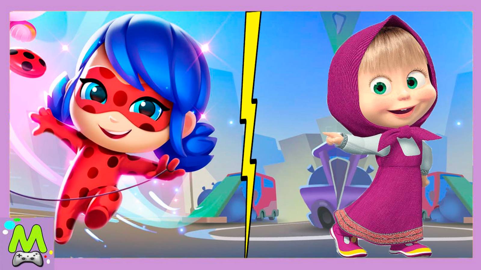 Маша и Медведь против Леди Баг.Догонялки за Конфетами и Енотами.Кто Быстрее смотреть онлайн