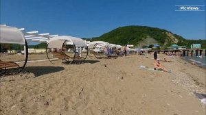 Лермонтово Туапсинский район Краснодарский край Центральный пляж сегодня 31 июля 2025. Море, погода