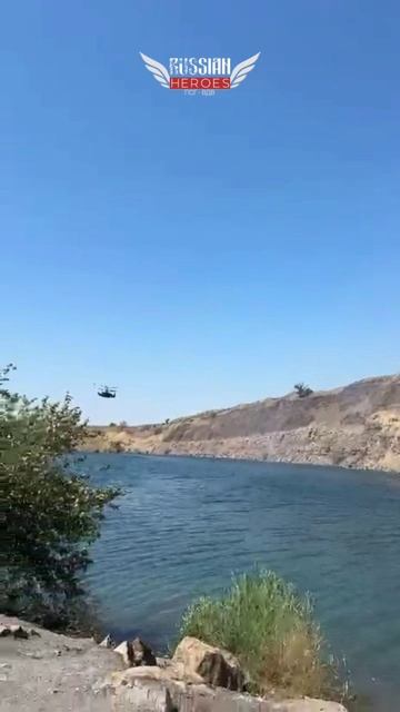 Ка-52 отстрел тепловых ловушек на пляже.