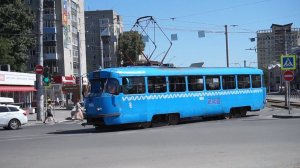 Трамвай МТТЧ-1054. Разворот на кольце.