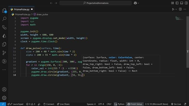 Pygame Pulse Gradient смотреть онлайн