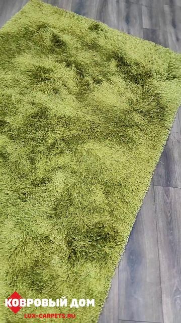 Ковер ручной работы Indien Shaggy Fantastic Grun однотонный зеленый #коврыкраснодар #embroidery смотреть онлайн