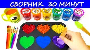 Сборник Для малышей мультики АСМР. Смешные игрушки. Разноцветные слаймы