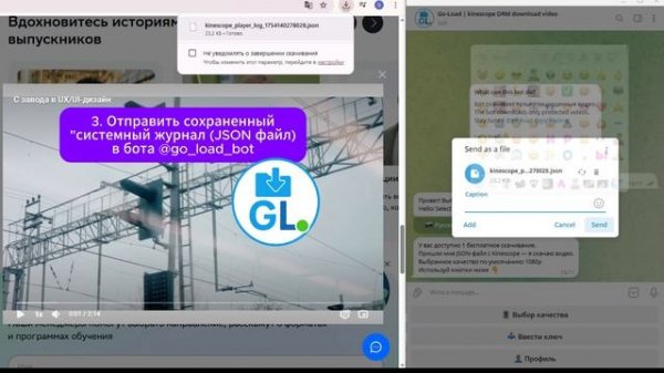 Как скачать видео с Kinescope (Нетология, Skillbox, GeekBrains) в 2025? | Бот Go-Load в Telegram