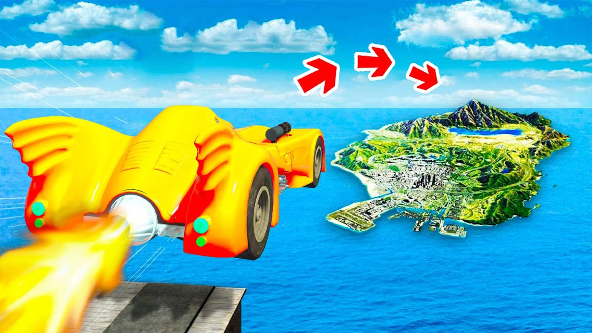 Сможет ли читерский бэтмобиль перелететь всю карту в гта 5 ? - эксперимент в gta 5 смотреть онлайн