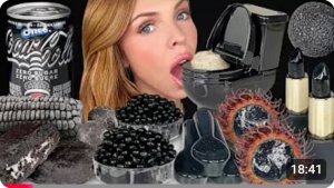 ASMR MUKBANG, чёрный десерт, замороженная кукуруза, желе из рамбутана, чёрный кунжутный марципан, ту