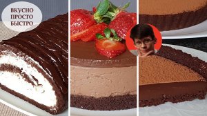 Шоколадный Рай: Нежный Рулет, Насыщенный Чизкейк и Лёгкий Десерт за Минуты Без Духовки