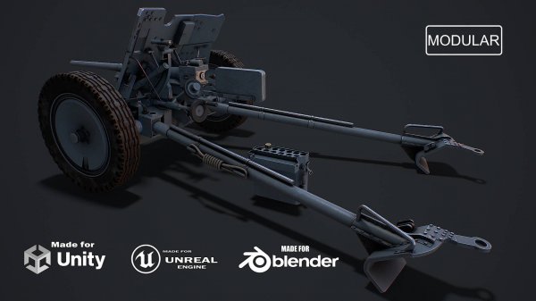 PAK 36 (modular) game ready 3d model