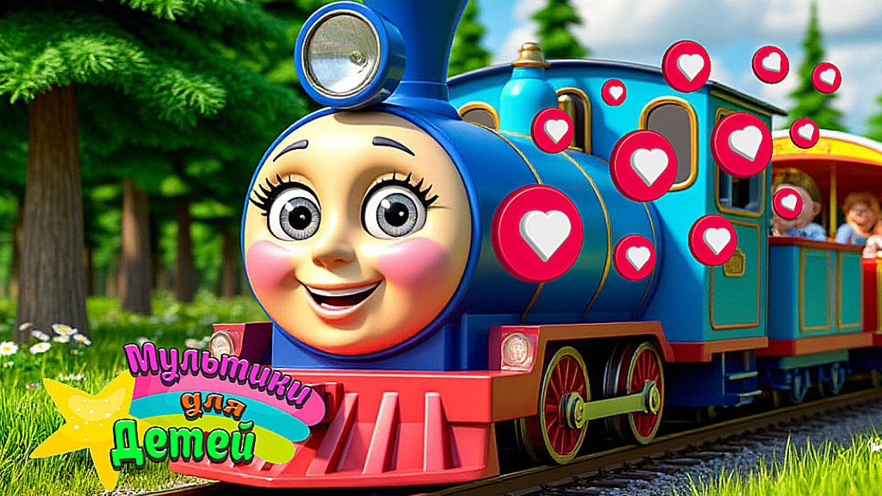 Паровозик ЧУХ - ЧУХ - Весёлые Песенки и Мультики для Детей и Малышей + Мультик про паровозик смотреть онлайн