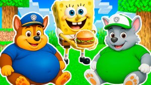 ЩЕНЯЧИЙ ПАТРУЛЬ стали ТОЛСТЫМИ съели ВСЕ КРАБСБУРГЕРЫ СПАНЧ БОБА в МАЙНКРАФТ