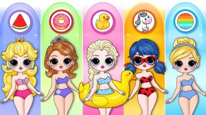 СРЕДА и ЭНИД, принцессы Диснея, в "Русалочках", изготовленных своими руками из бумажных кукол и поде