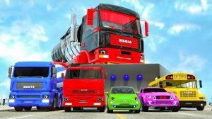 Большие гигантские грузовики против полицейской машины - большая яма-ловушка