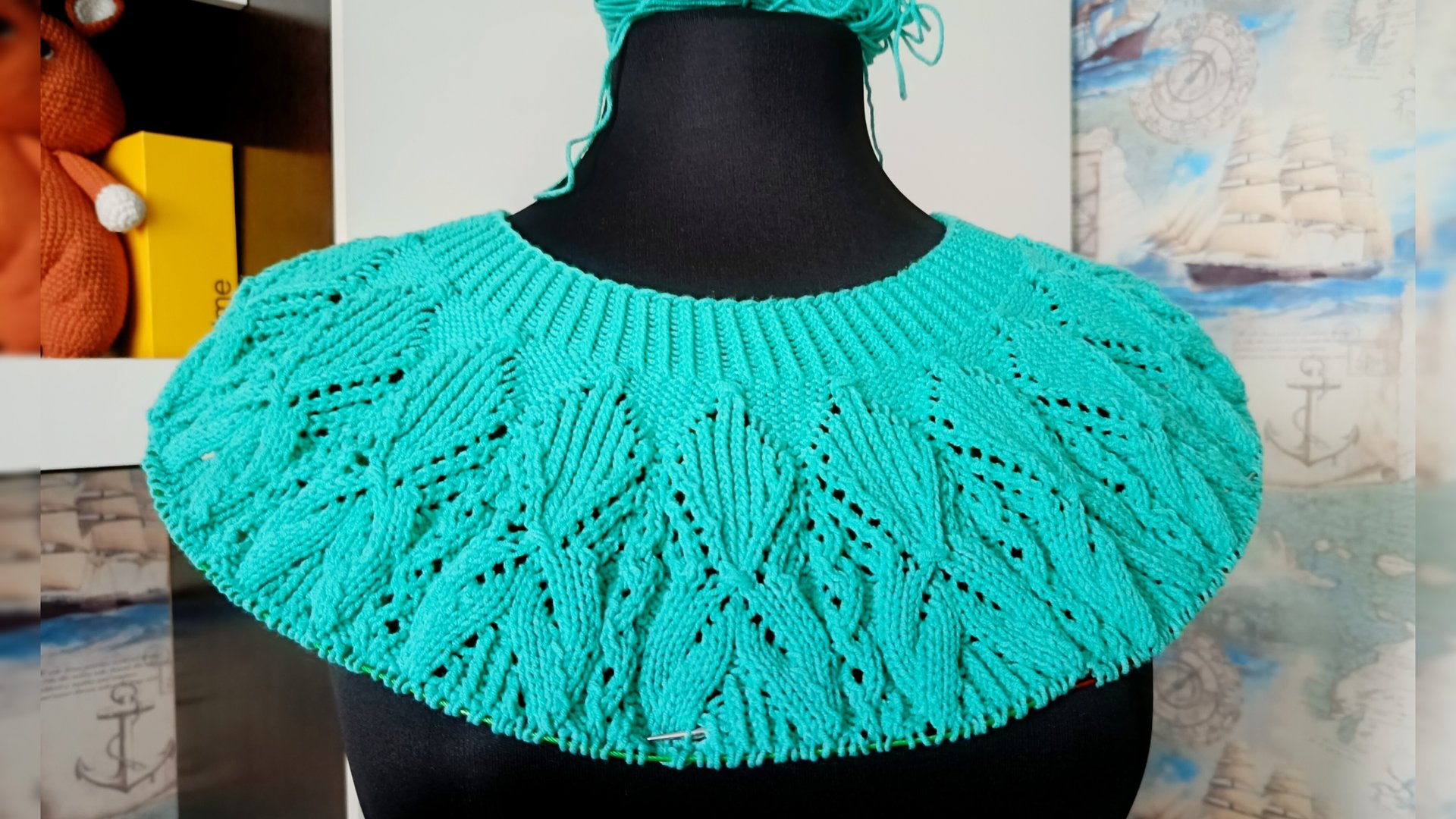 Вяжем круглую кокетку спицами 🧶 Попетельный МК кокетки. Третья часть. смотреть онлайн