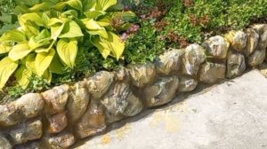 😊Грядка для цветов с имитацией камней из бетона!😊