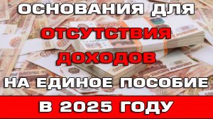 Основания для отсутствия доходов на Единое пособие 2025 Уважительные причины не работать
