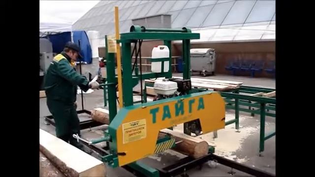 Ленточная пилорама Тайга T-2Б с бензиновым двигателем смотреть онлайн
