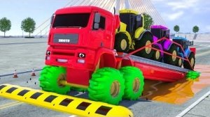 Гигантский КАМАЗ Преодолевает Гигантскую Яму С Машинами 🚒 🚔 - детские мультфильмы