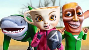 МУЛЬТИК ИГРА В КАЛЬМАРА БАЛЕРИНО КАПУЧИНО И ТУН ТУН САХУР В SQUID GAME | Детский Ютуб