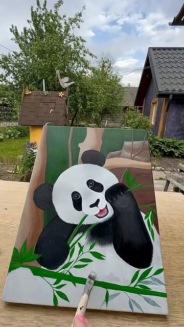 Картина масляными красками #мк #искусство #panda #art #painting #мастеркласс